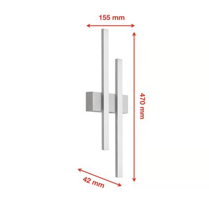 Telefunken - Applique LED da esterno 2x4W, 230V, 4000K, IP44, argento