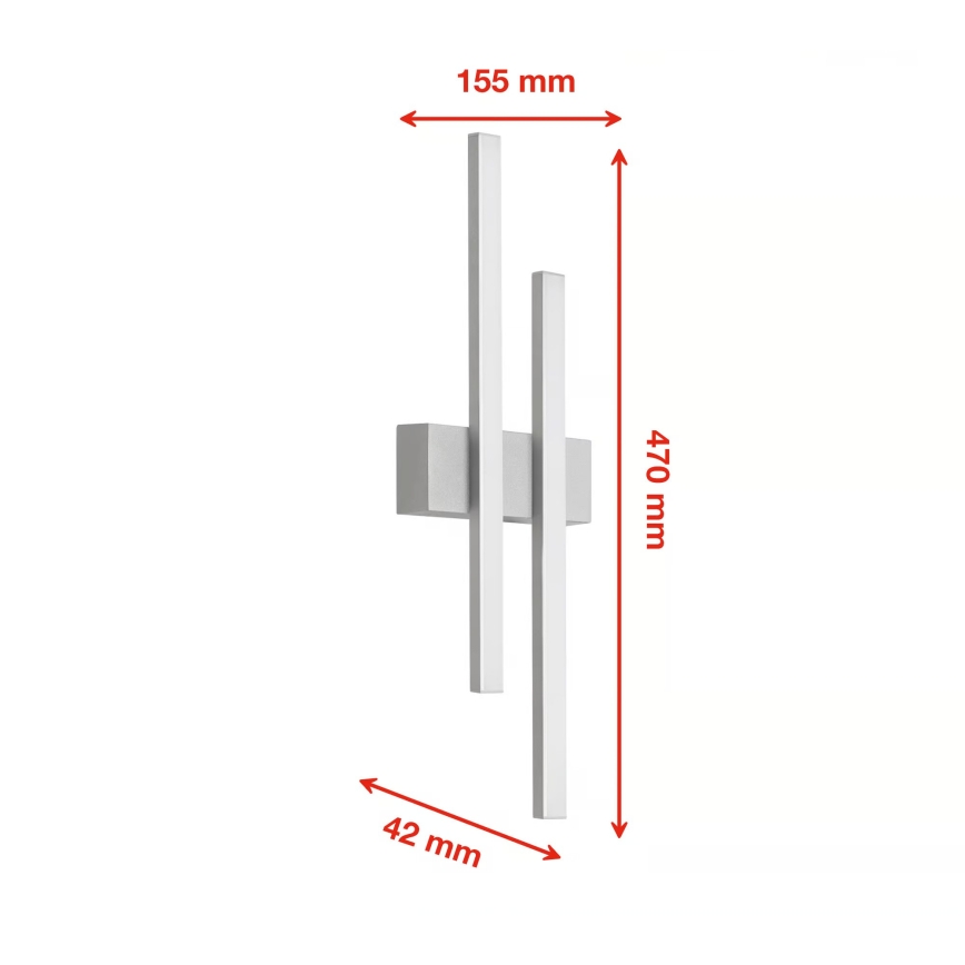 Telefunken - Applique LED da esterno 2x4W, 230V, 4000K, IP44, argento