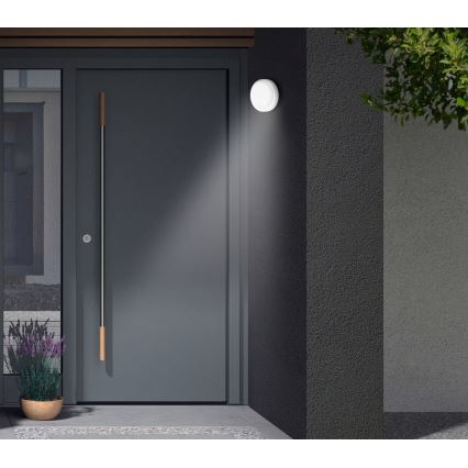 Telefunken - Lampada da parete esterna LED con sensore crepuscolare e rilevatore di movimento LED/12W/230V IP44 bianco