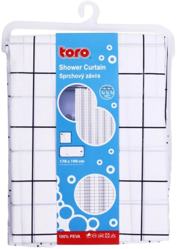 Tenda doccia TORO EASY 178x199 cm bianco/nero