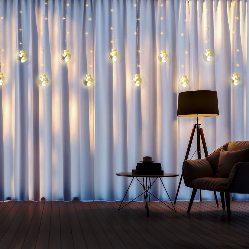 Tenda luminosa a LED WISH BALLS 108 LED/8 funzioni 4,5 m bianco caldo
