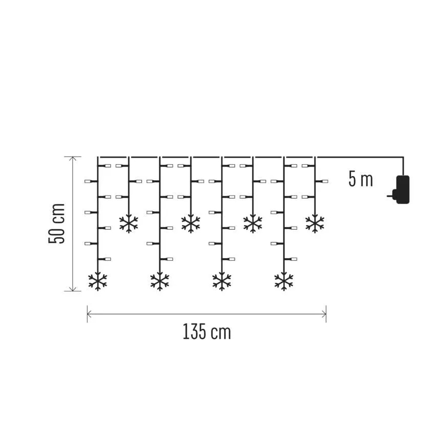 Tenda luminosa di Natale LED 60xLED/1,35W 635x50 cm bianco freddo