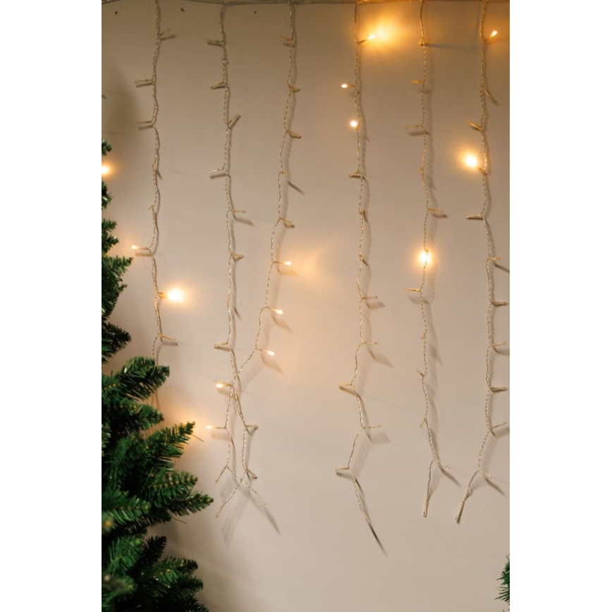 Tenda luminosa natalizia LED dimmerabile da esterno CURTAIN 360xLED/8,4W/230V 2x2 m IP44 bianco caldo + telecomando