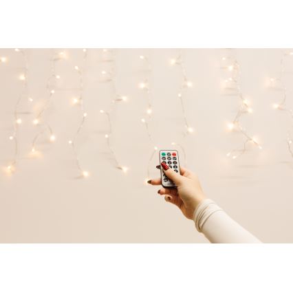 LED Dimmerabile per esterni Tenda natalizia CURTAIN 360xLED/8,4W/230V 2x2 m IP44 bianco caldo + telecomando