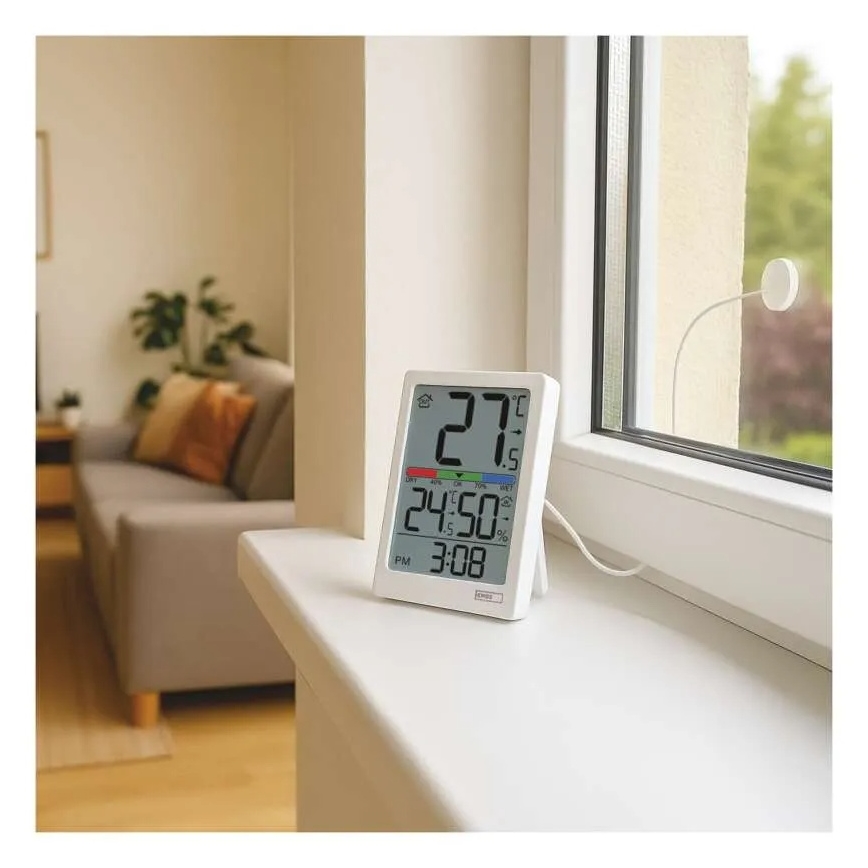 Termometro digitale con igrometro, 2x AAA, bianco