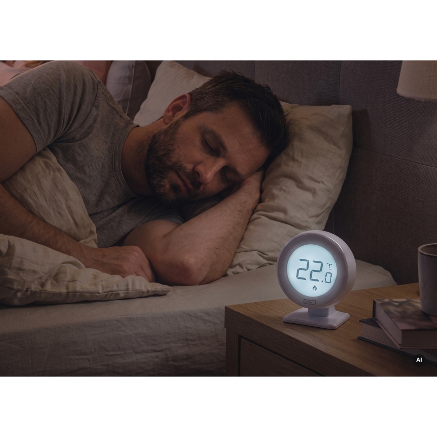 Termostato ambiente manuale senza fili 230V/16A 2xAA bianco