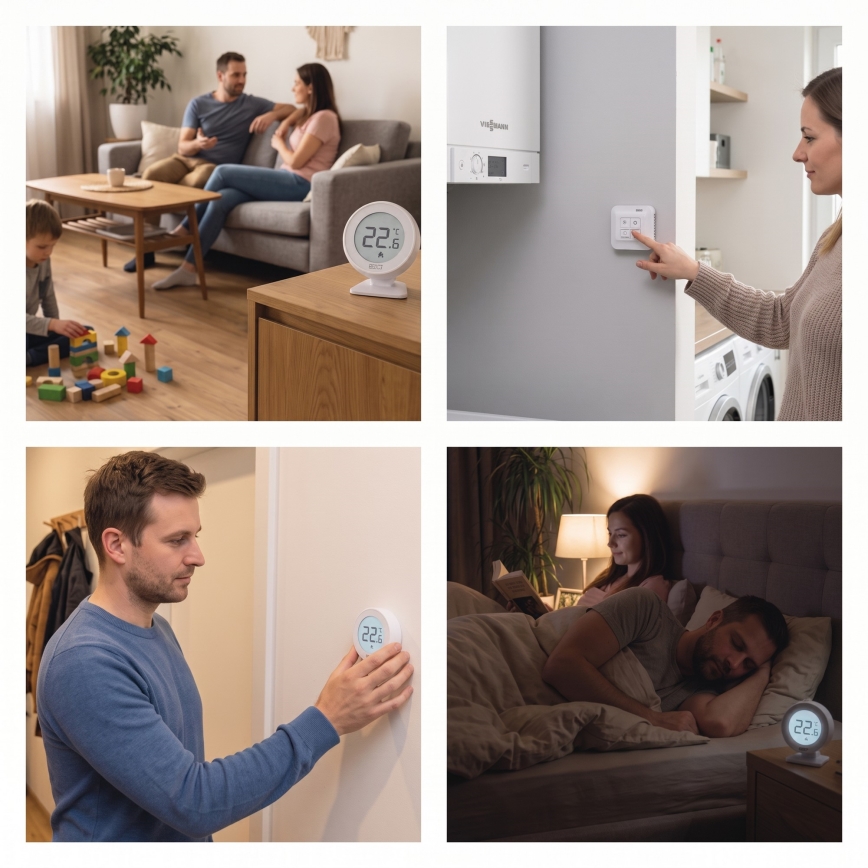Termostato ambiente manuale senza fili 230V/16A 2xAA bianco