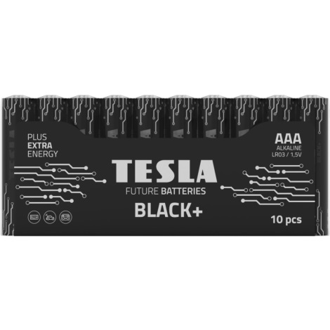 Tesla Batteries - 10 pz Batteria alcalina AAA BLACK+ 1,5V