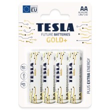 Tesla Batteries - 4 pz Batteria alcalina AA GOLD+ 1,5V
