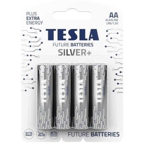 Tesla Batteries - 4 pz Batteria alcalina AA SILVER+ 1,5V