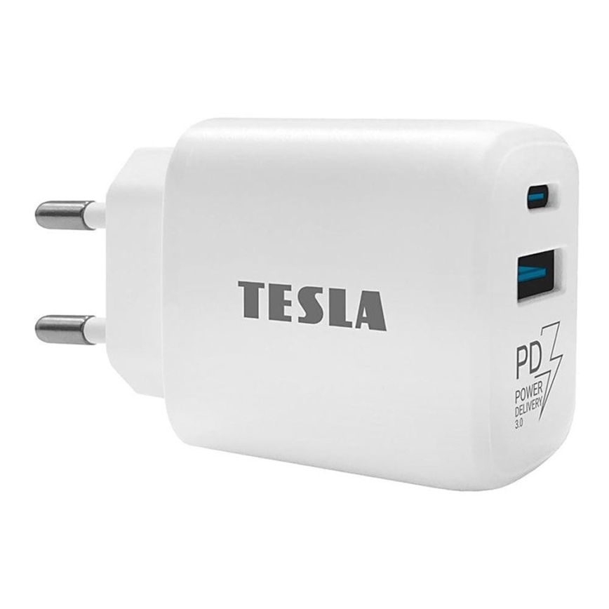 TESLA Electronics - Adattatore a carica rapida Power Delivery 25W bianco