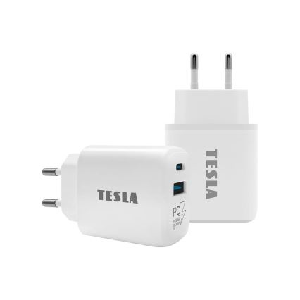 TESLA Electronics - Adattatore a carica rapida Power Delivery 25W bianco