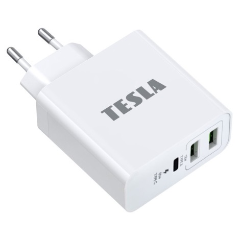 TESLA Electronics - Adattatore di ricarica USB-C 3in1 65W bianco