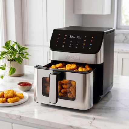 TESLA Electronics AirCook - Friggitrice ad aria 6,5 l 2100W/230V cromo opaco/nero