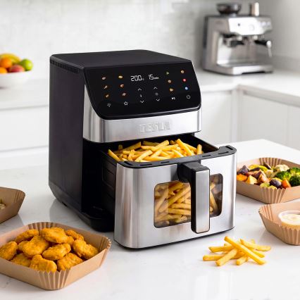 TESLA Electronics AirCook - Friggitrice ad aria 6,5 l 2100W/230V cromo opaco/nero