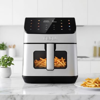 TESLA Electronics AirCook - Friggitrice ad aria 6,5 l 2100W/230V cromo opaco/nero