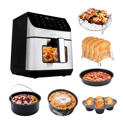TESLA Electronics AirCook - Friggitrice ad aria 6,5 l 2100W/230V cromo opaco/nero