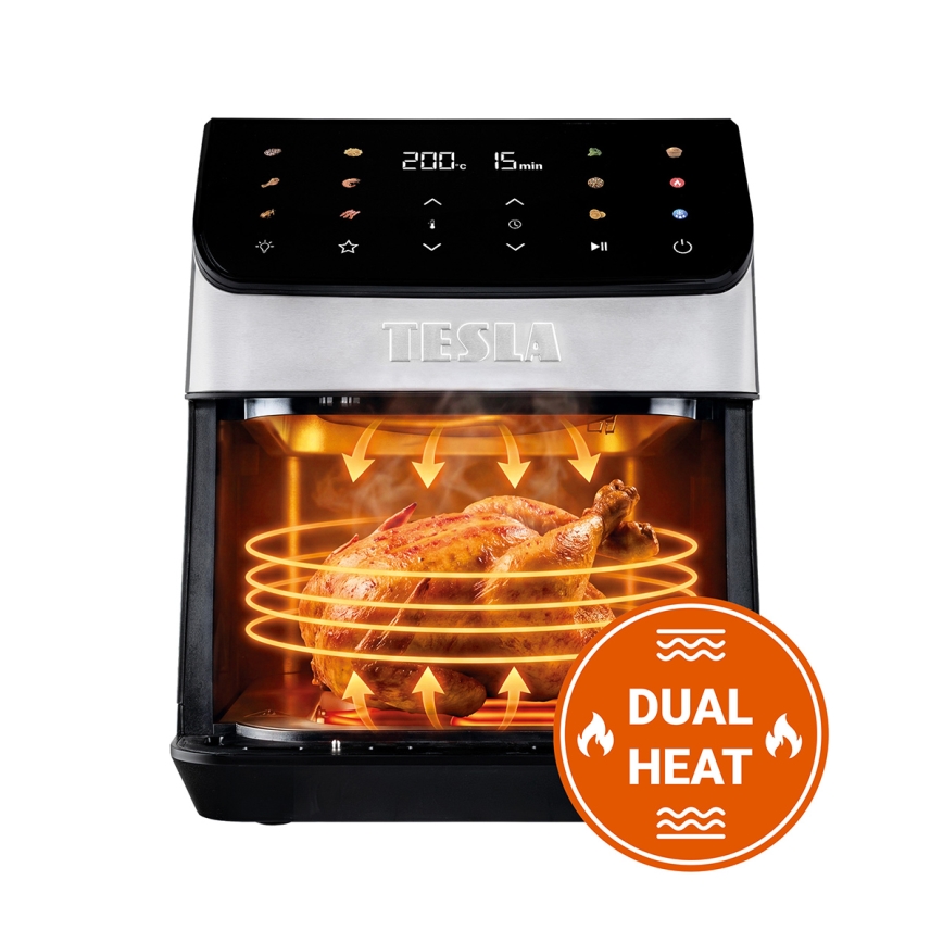 TESLA Electronics AirCook - Friggitrice ad aria 6,5 l 2100W/230V cromo opaco/nero