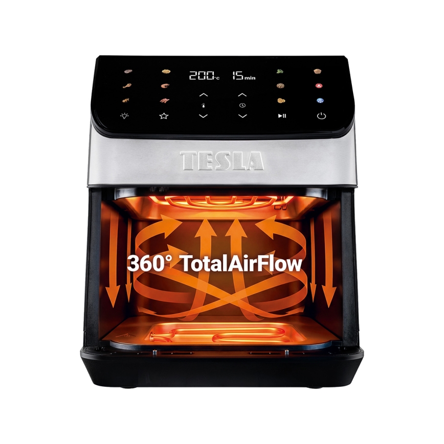 TESLA Electronics AirCook - Friggitrice ad aria 6,5 l 2100W/230V cromo opaco/nero