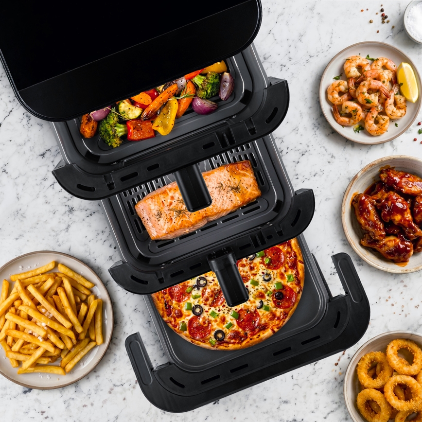TESLA Electronics AirCook - Friggitrice ad aria a tre zone 14,5 l 2800W/230V nera