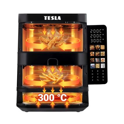 TESLA Electronics AirCook - Friggitrice ad aria a tre zone 14,5 l 2800W/230V nera