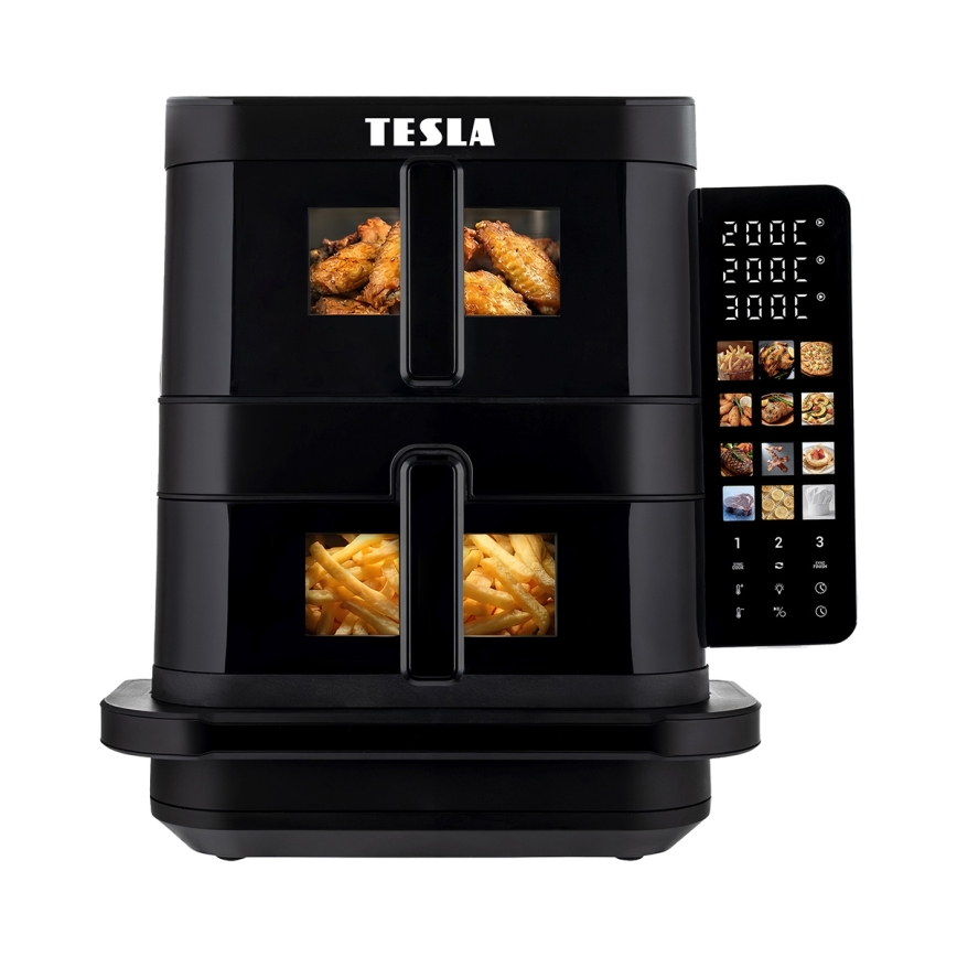 TESLA Electronics AirCook - Friggitrice ad aria a tre zone 14,5 l 2800W/230V nera