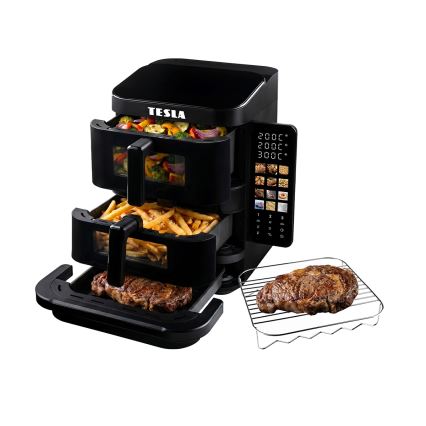 TESLA Electronics AirCook - Friggitrice ad aria a tre zone 14,5 l 2800W/230V nera