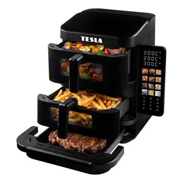 TESLA Electronics AirCook - Friggitrice ad aria a tre zone 14,5 l 2800W/230V nera