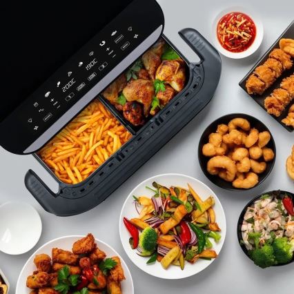 TESLA Electronics AirCook - Friggitrice ad aria calda digitale doppia multifunzione 10 l 2400W/230V