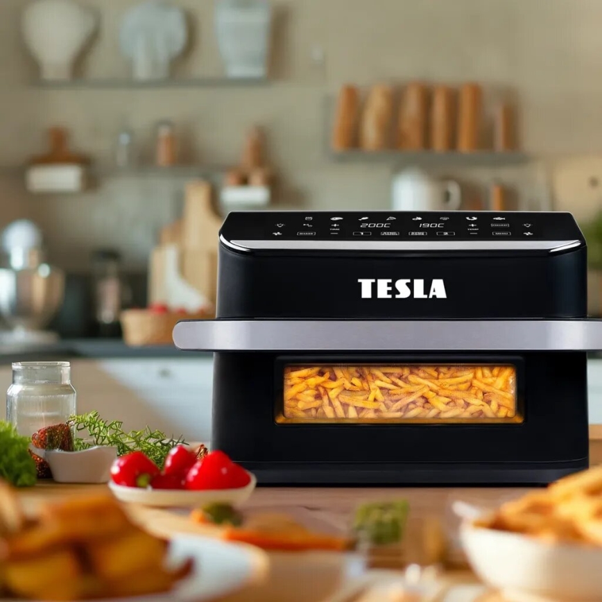 TESLA Electronics AirCook - Friggitrice ad aria calda digitale doppia multifunzione 10 l 2400W/230V