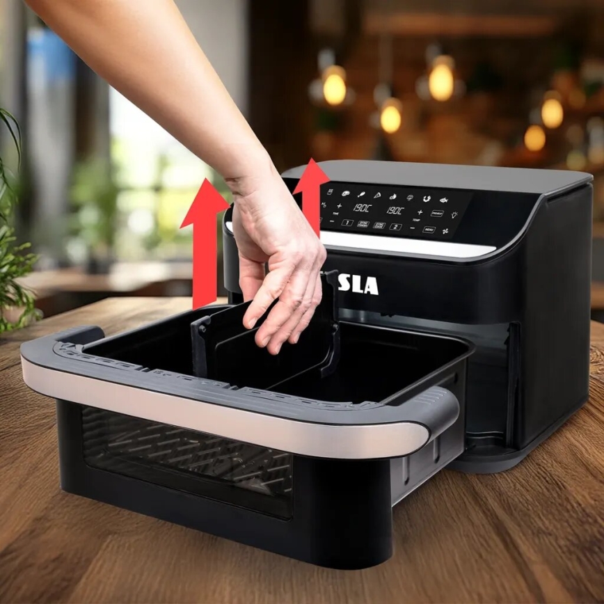 TESLA Electronics AirCook - Friggitrice ad aria calda digitale doppia multifunzione 10 l 2400W/230V