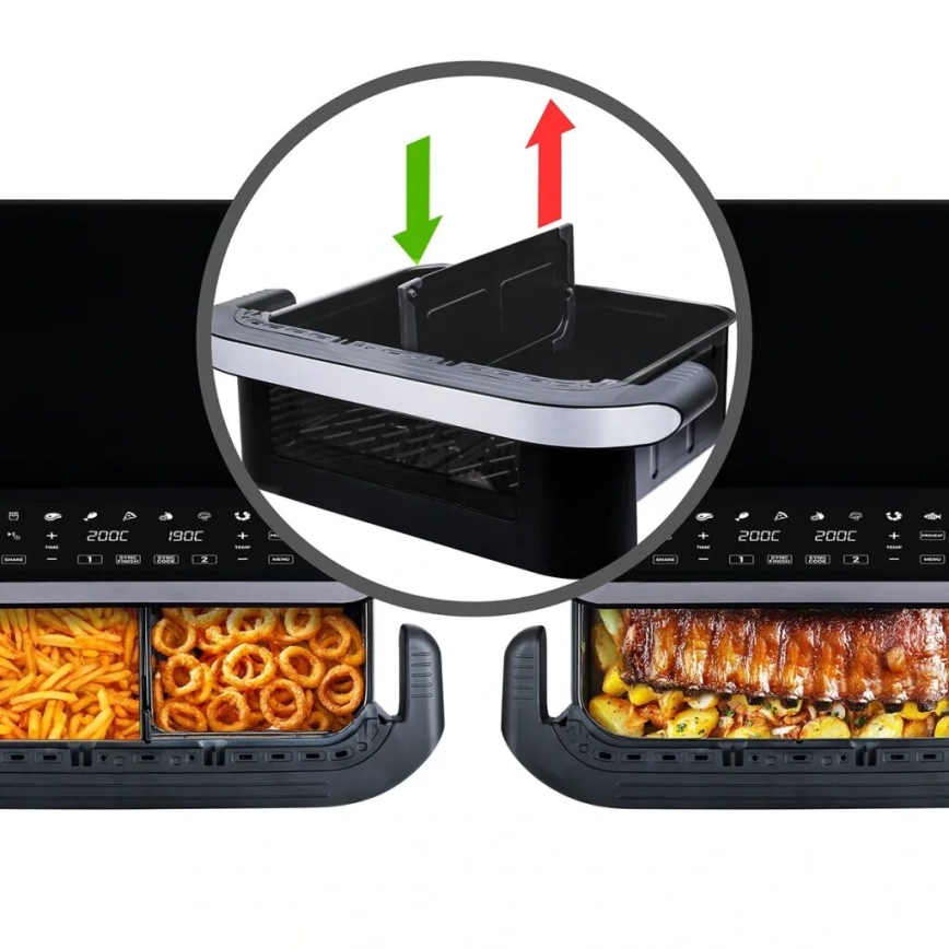 TESLA Electronics AirCook - Friggitrice ad aria calda digitale doppia multifunzione 10 l 2400W/230V