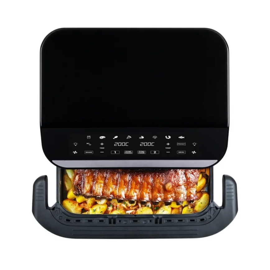 TESLA Electronics AirCook - Friggitrice ad aria calda digitale doppia multifunzione 10 l 2400W/230V