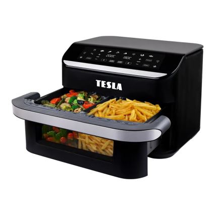 TESLA Electronics AirCook - Friggitrice ad aria calda digitale doppia multifunzione 10 l 2400W/230V