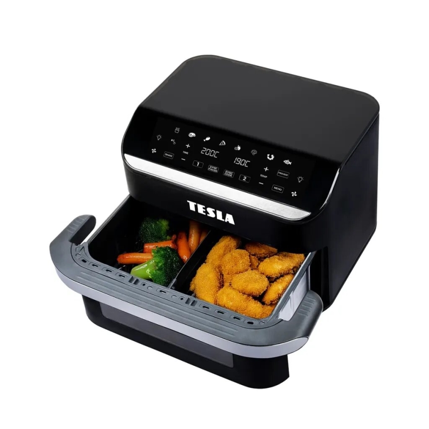 TESLA Electronics AirCook - Friggitrice ad aria calda digitale doppia multifunzione 10 l 2400W/230V