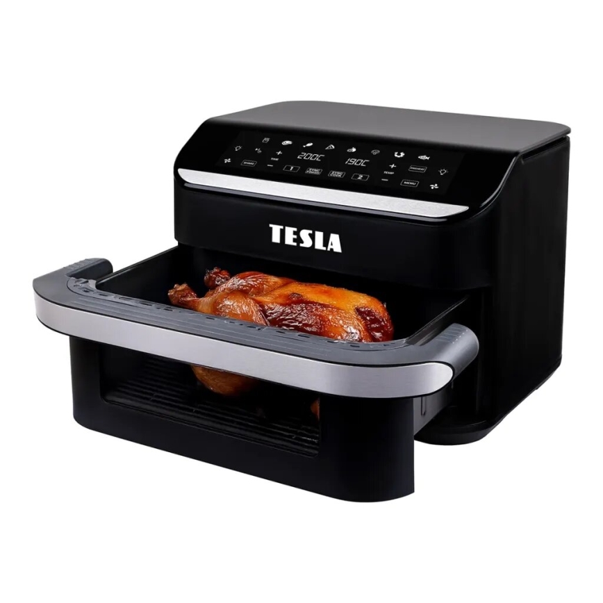 TESLA Electronics AirCook - Friggitrice ad aria calda digitale doppia multifunzione 10 l 2400W/230V