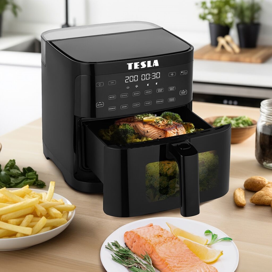 TESLA Electronics AirCook - Friggitrice ad aria calda digitale doppia multifunzione 5 l 1500W/230V