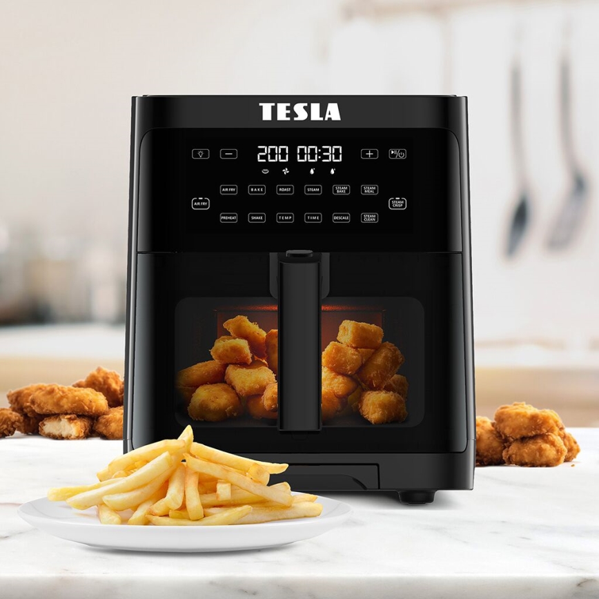 TESLA Electronics AirCook - Friggitrice ad aria calda digitale doppia multifunzione 5 l 1500W/230V