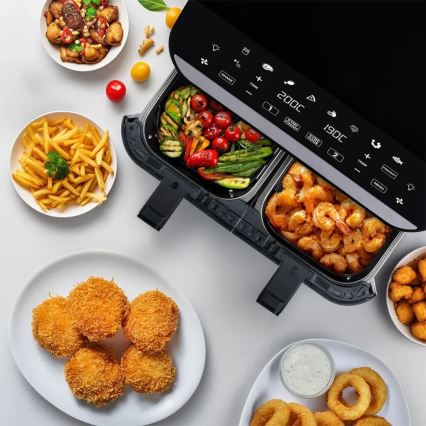 TESLA Electronics AirCook - Friggitrice ad aria calda digitale doppia multifunzione 9 l 2400W/230V