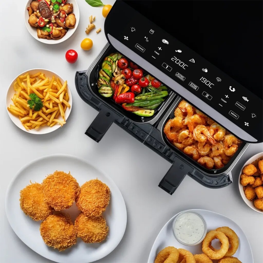 TESLA Electronics AirCook - Friggitrice ad aria calda digitale doppia multifunzione 9 l 2400W/230V