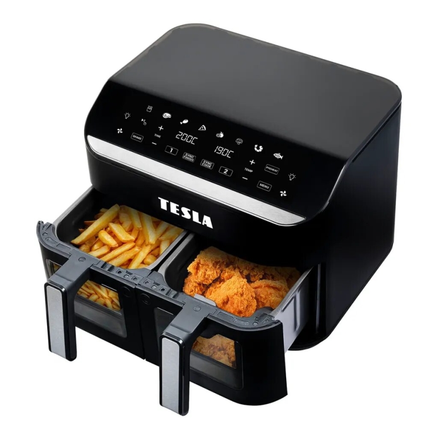 TESLA Electronics AirCook - Friggitrice ad aria calda digitale doppia multifunzione 9 l 2400W/230V