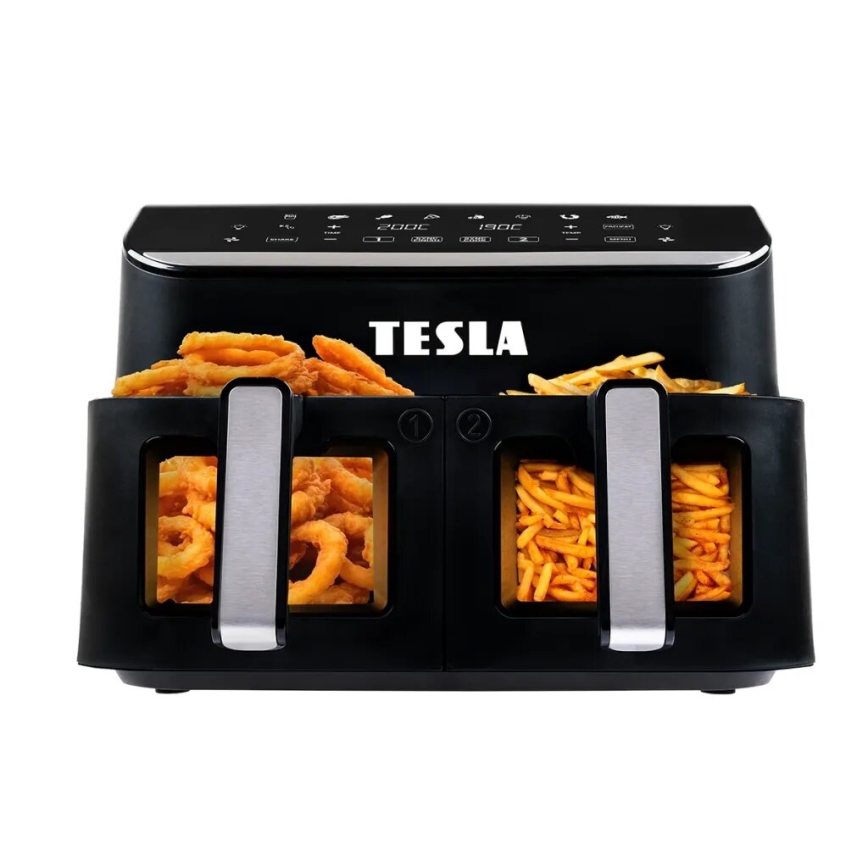 TESLA Electronics AirCook - Friggitrice ad aria calda digitale doppia multifunzione 9 l 2400W/230V