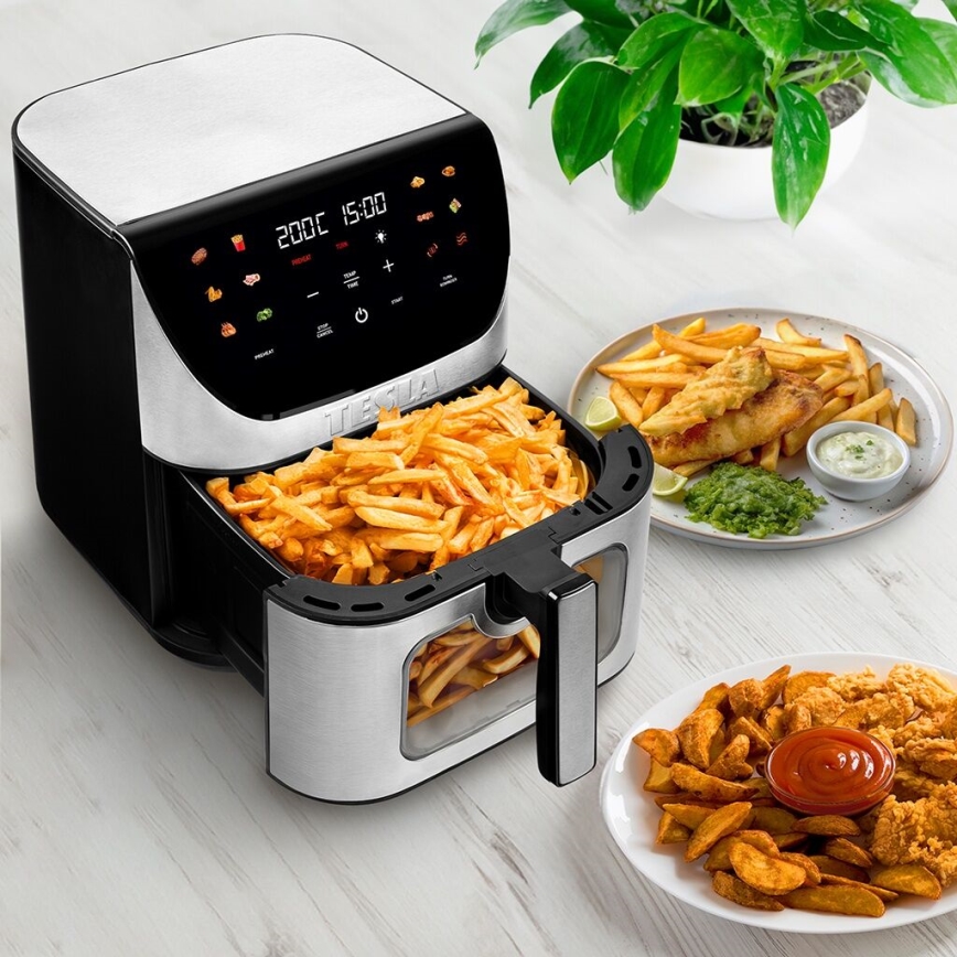 TESLA Electronics AirCook - Friggitrice digitale multifunzionale intelligente ad aria calda 9 l 1700W/230V Wi-Fi
