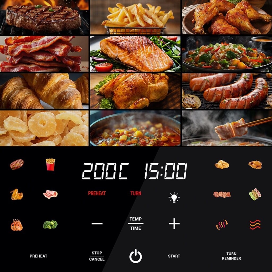 TESLA Electronics AirCook - Friggitrice digitale multifunzionale intelligente ad aria calda 9 l 1700W/230V Wi-Fi