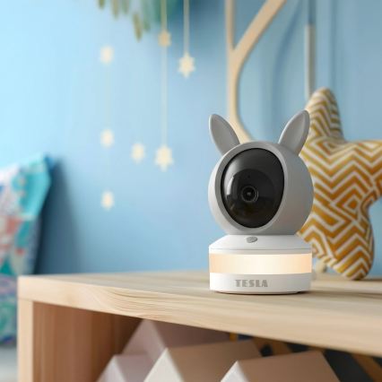 TESLA Electronics Bambino - Baby monitor intelligente 4 MP 2560p 5V Wi‑Fi Tuya grigio/bianco