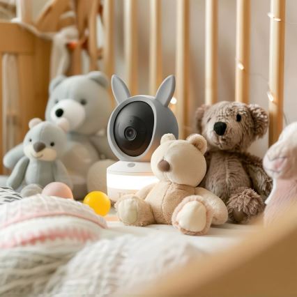 TESLA Electronics Bambino - Baby monitor intelligente 4 MP 2560p 5V Wi‑Fi Tuya grigio/bianco