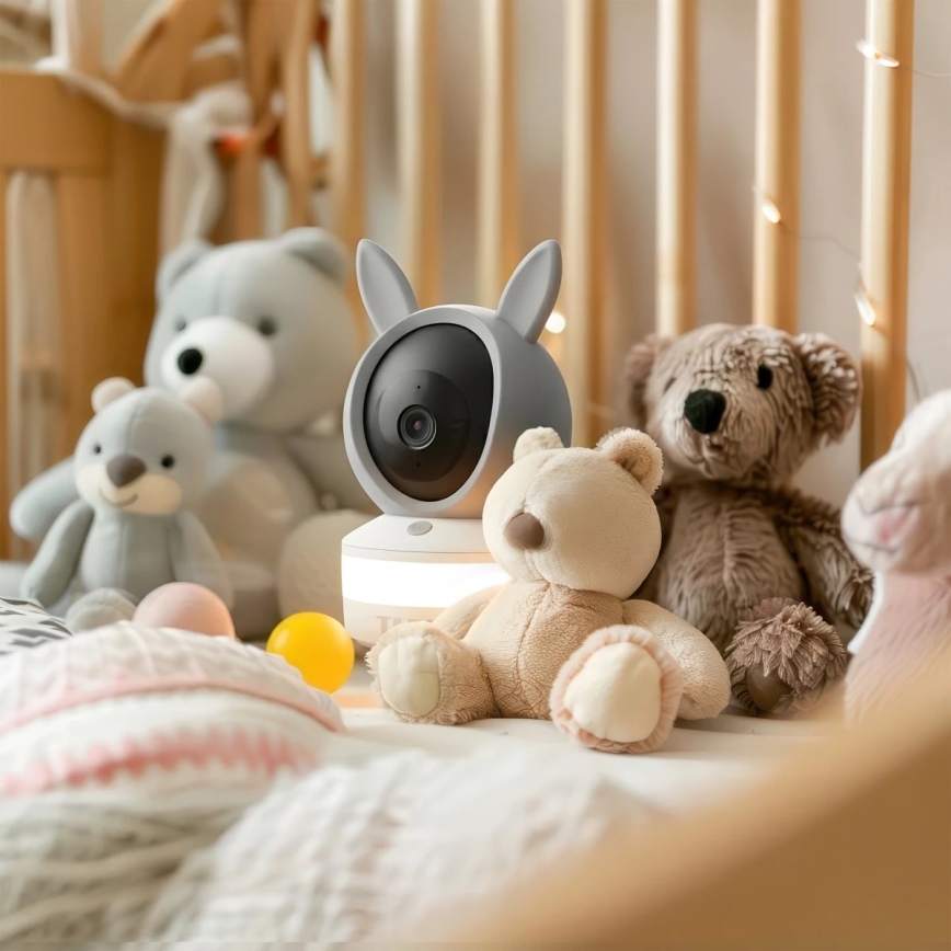 TESLA Electronics Bambino - Baby monitor intelligente 4 MP 2560p 5V Wi‑Fi Tuya grigio/bianco