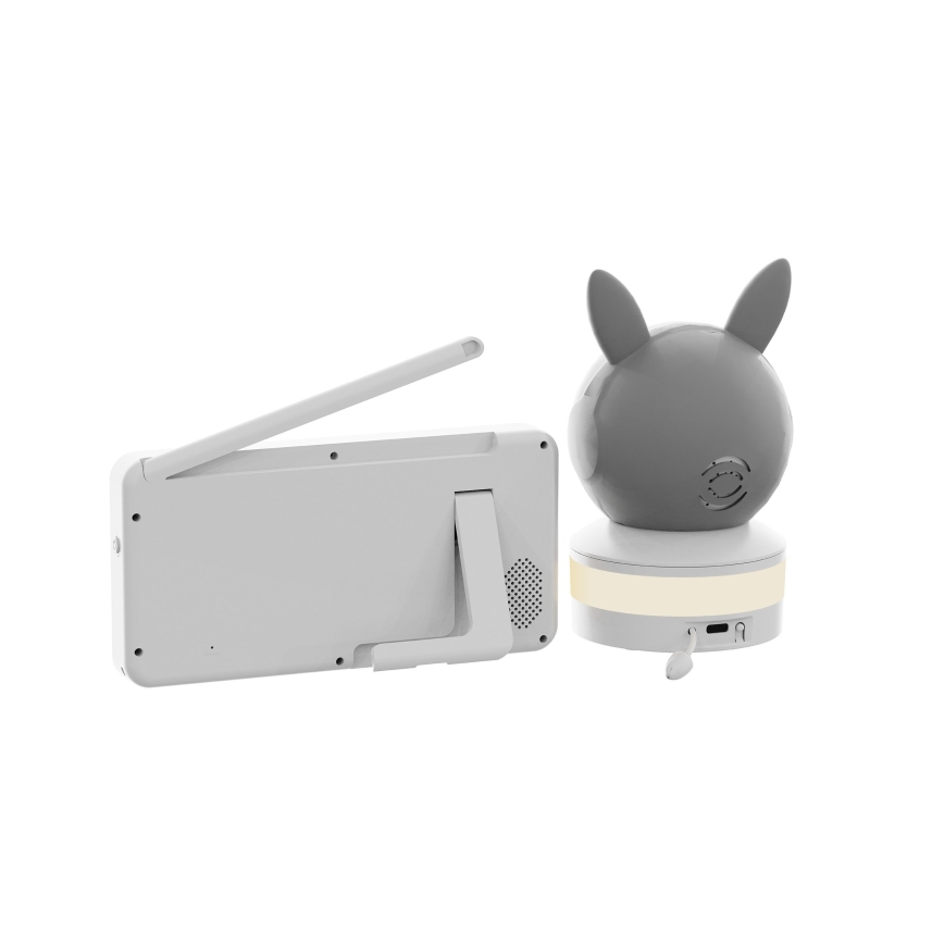 TESLA Electronics Bambino - Baby monitor intelligente con display 4 MP, 2560p, 5V, 5000 mAh, Wi-Fi Tuya, grigio/bianco