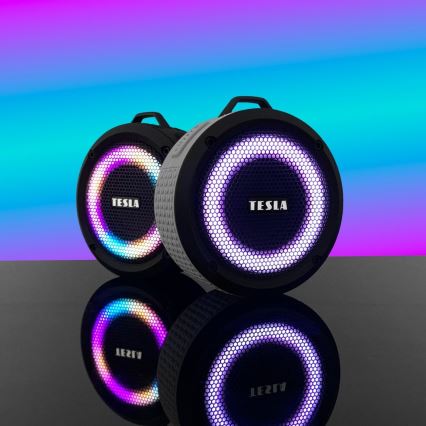 TESLA Electronics - LED RGB Autoparlante wireless 5W/1200 mAh/3,7V IPX7 grigio