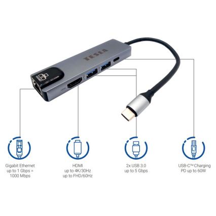 TESLA Electronics - Multifunzione USB hub 5in1